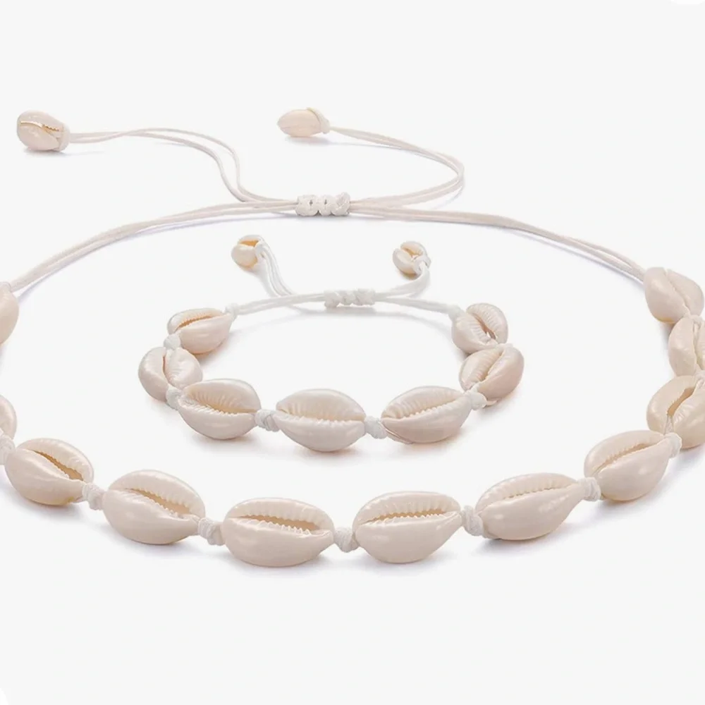 Natural Shell Necklace Bracelet Anklet Set Handmad